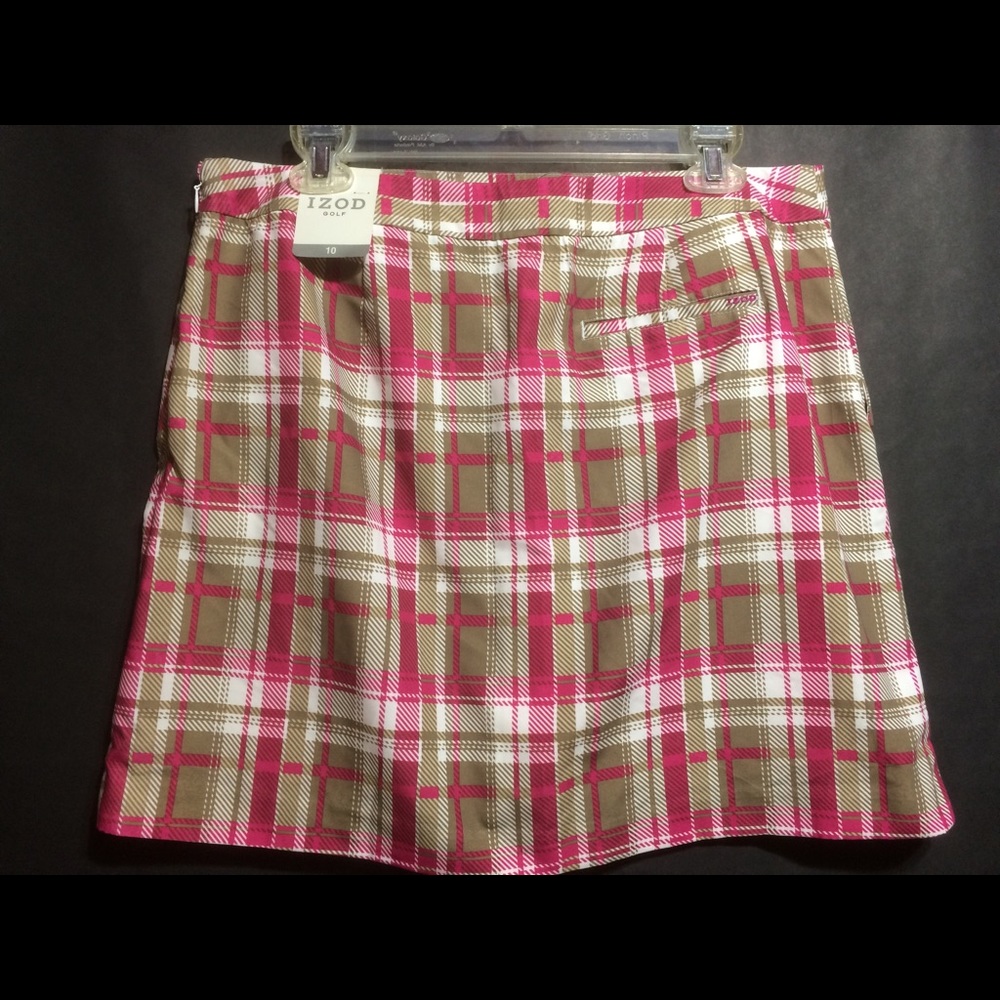 IZOD Golf Skort Sz 10 Plaid Skirt Pleated w Pocket